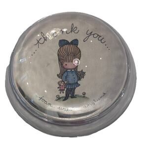 1973 Joan Walsh Anglund Glass Dome Paperweight Friendship "Remember Me" 3" Wide